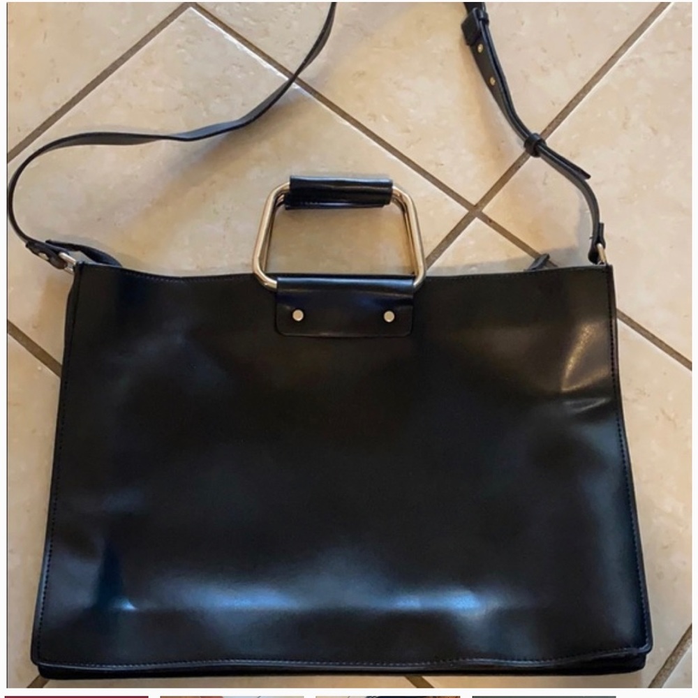 Zara Trafaluc Faux Leather Black bag with divider inside